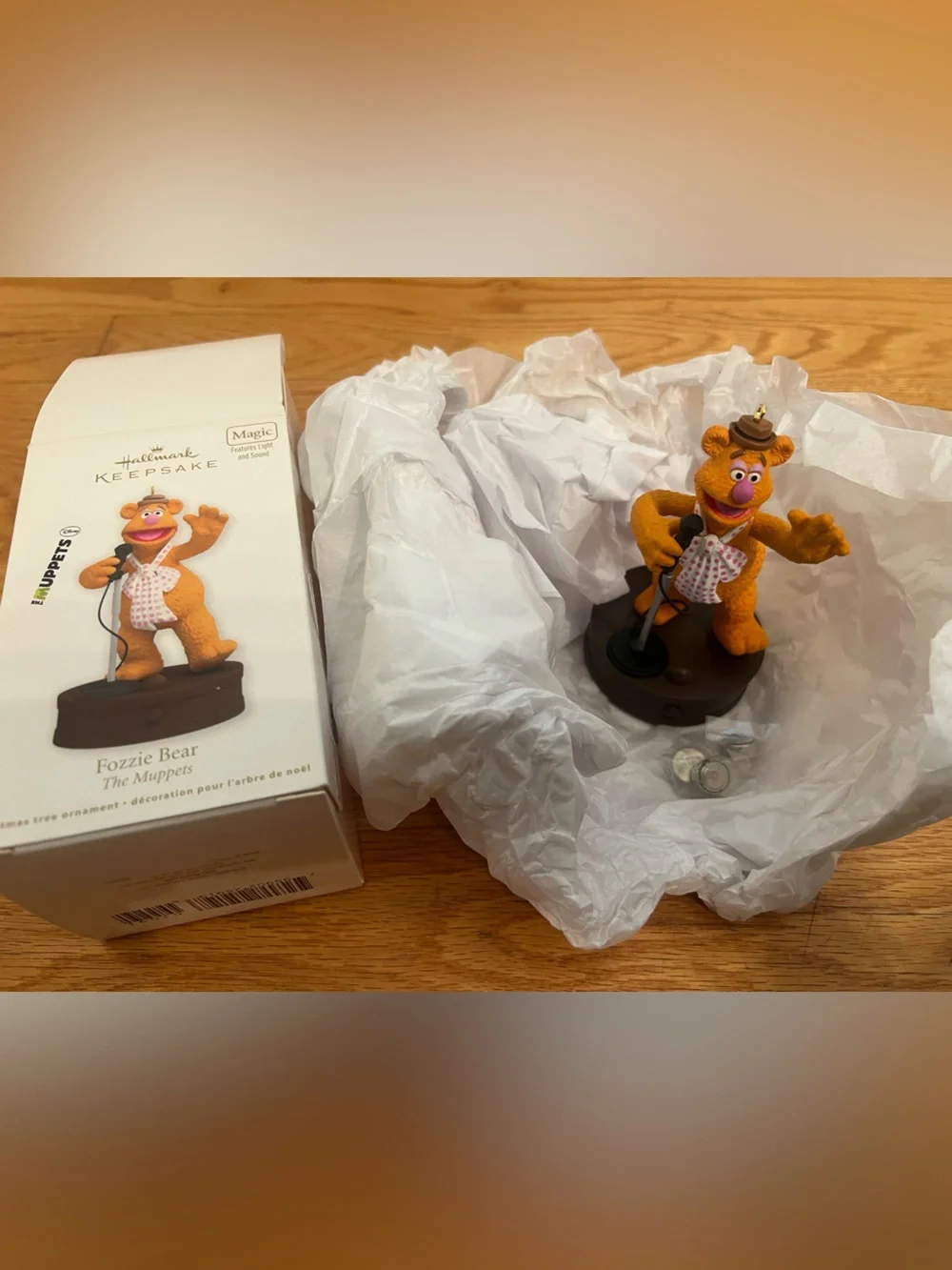 Hallmark Keepsake Fozzie Bear Ornament in Orange with Pink Accent